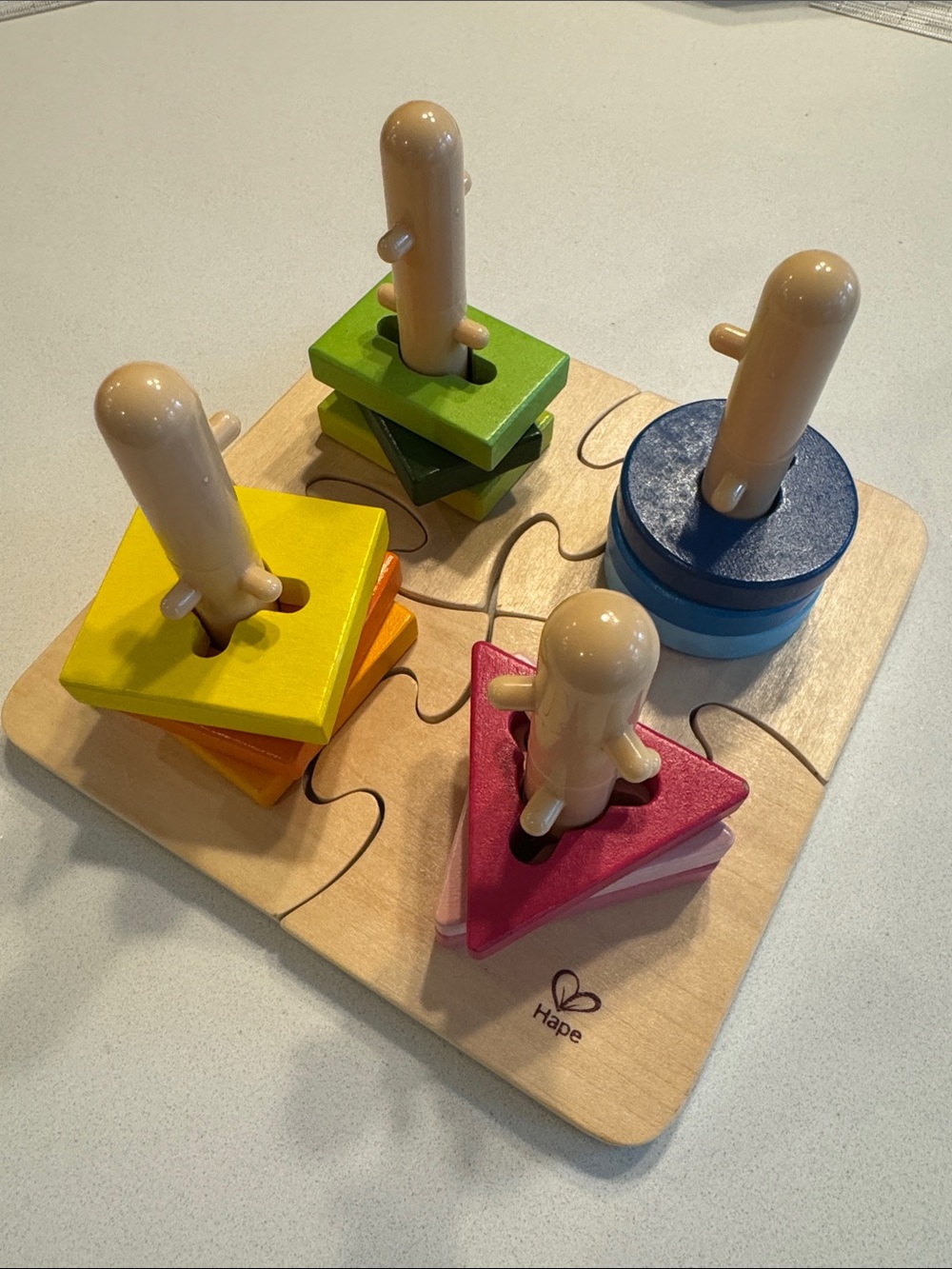 Hape Wooden Shape Stacking Puzzle - Multicolor